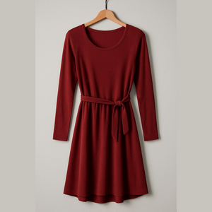 Aokosor NWT Burgundy Long Sleeve belted  Dress L